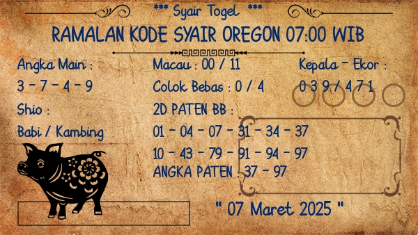 Prediksi Oregon 07:00 WIB