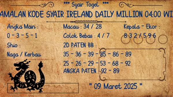 Prediksi Ireland Daily Million 04:00 WIB