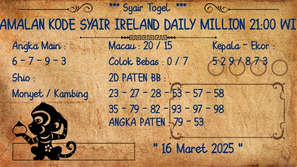 Prediksi Ireland Daily Million 21:00 WIB