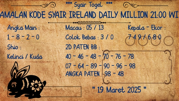 Prediksi Ireland Daily Million 21:00 WIB