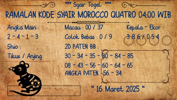 Prediksi Morocco Quatro 04:00 WIB