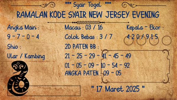 Prediksi New Jersey Evening