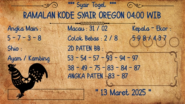 Prediksi Oregon 04:00 WIB