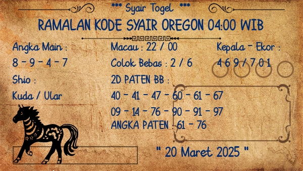Prediksi Oregon 04:00 WIB