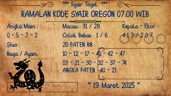 Prediksi Oregon 07:00 WIB