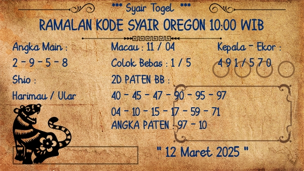 Prediksi Oregon 10:00 WIB