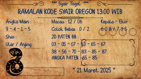 Prediksi Oregon 13:00 WIB