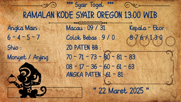 Prediksi Oregon 13:00 WIB
