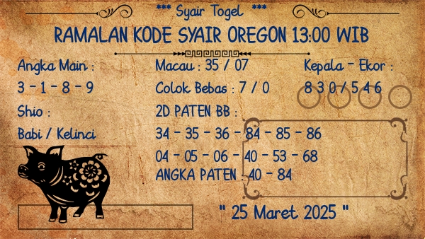 Prediksi Oregon 13:00 WIB