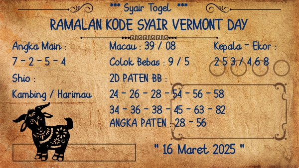Prediksi Vermont Day